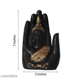 Large black polyresin Buddha statue, 13cm tall, Indian living room showpiece