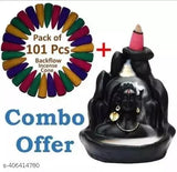 Handcrafted resin Lord Adiyogi incense holder, Shiv decorative showpiece with 101 backflow incense cones, Indian art figurine on display stand
