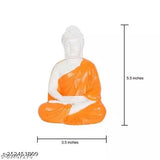 Sitting orange Buddha statue, premium quality poly resin from India, symbolizing prosperity & wealth