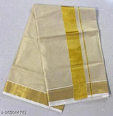Golden tissue saree with multiple blouse (Vichitra Silk, Zari woven), Indian free size (5.5m saree, 0.8m blouse)