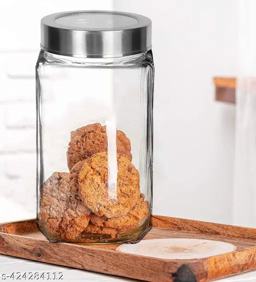 Transparent BPA-free glass kitchen storage jar, pack of 6 for optimal pantry organization - ideal for spices, pickles, dry fruits, and more