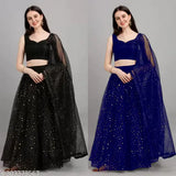 Embellished Art Silk lehenga set with net dupatta and separate blouse, Indian bridal wear in Tilki work