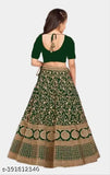 Embroidered satin MYSORE Half Saree Lehenga Choli for kids, 3-16 years, Indian traditional wear with embroidered net