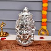 Brass-coated Silver Plated Goddess Lakshmi Face for Varalakshmi/Varamahalakshmi Pooja, Indian handcrafted" (125 characters)