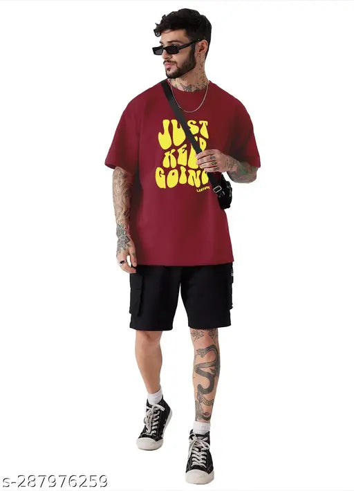 Oversized cotton blend half-sleeve T-shirts pack of 2 for men, featuring printed designs, available in various sizes