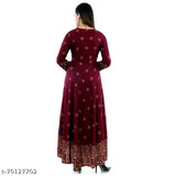 Graceful Rayon Mirror Work Anrkali Kurtis, three-quarter sleeves, vibrant Indian print