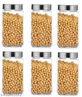 Trendy glass dry fruit jars, airtight & stackable set of 6, ideal for pantry storage in India