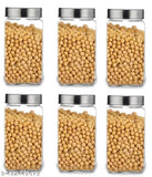 Trendy glass dry fruit jars, airtight & stackable set of 6, ideal for pantry storage in India