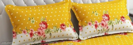 Elastic cotton floral double bedsheet set with 2 pillow covers, ideal for summer decor