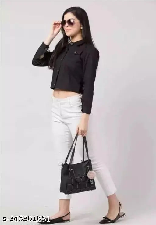 Stylish denim jackets for girls, solid color, long sleeves, high-premium quality denim from MARHABA. Perfect for trendy fashionable wear all year round. Made in India