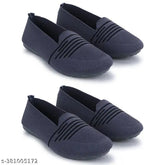 Grey PU ballerinas with textured pattern and slip-on fastening - comfortable women's and girls' flip flops for daily wear and exercise