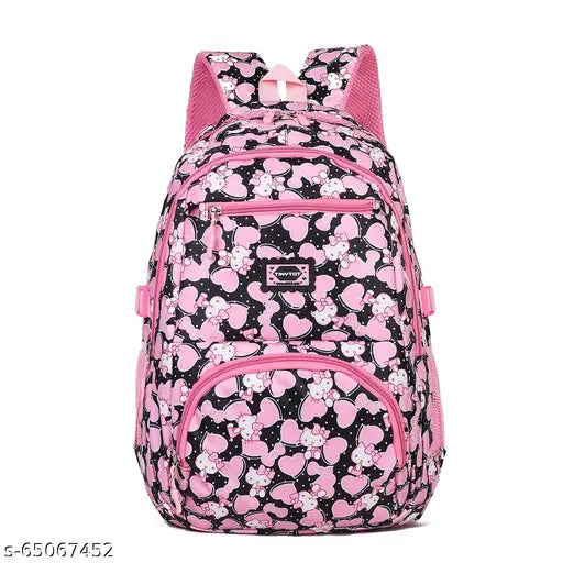 Black polyester Tinytot backpack - stylish, trendy, water-resistant 26L travel bag perfect for school/college use by girls and women, 18" size (India)