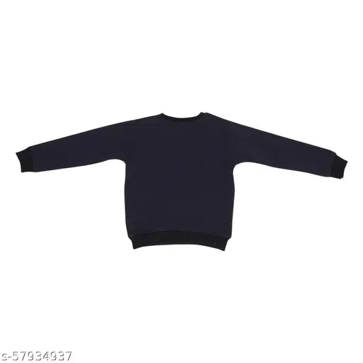 Navy blue cotton blend sweatshirt for baby boys & girls, printed net design - mininest winterwear