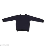Navy blue cotton blend sweatshirt for baby boys & girls, printed net design - mininest winterwear
