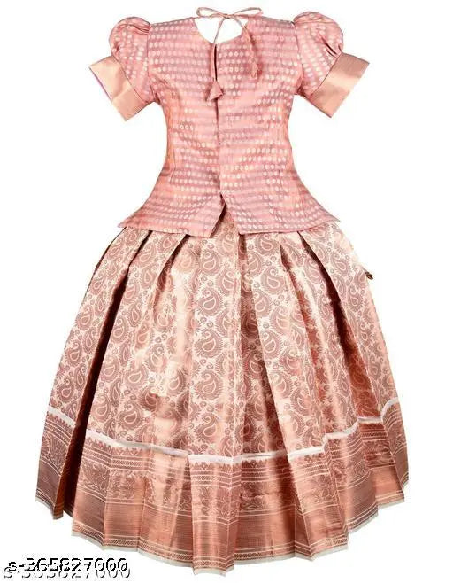 Art Silk Kids Lehenga Choli Set, ethnic motif embroidery, suitable for festivals & parties