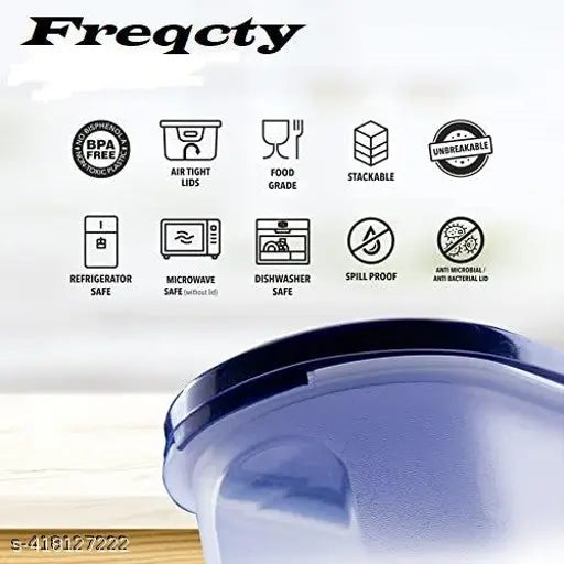 Blue plastic modular containers, pack of 12, ideal for tea, coffee, sugar, spices, and cereals storage in fridge or pantry