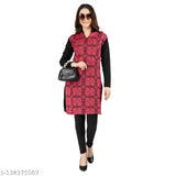 Three-quarter sleeve printed woolen kurta, vibrant floral patterns, Christy's Collection women's fashion, made in India