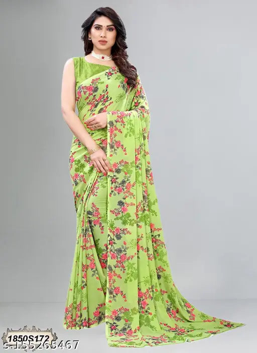 Georgette embellished combo saree set with blouse pieces (pack of 2), free size, elegant Indian party wear
