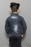 Blue denim kids jacket, suitable for both summer and winter, solid design, 1-2 years size from India