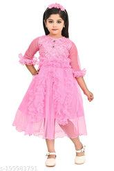 Sky Blue & Pink Kids Cotton Net Partywear Frock Combo, sizes 6-12 months to 7-8 years