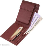 Beige faux leather mini men's wallet with 10 card slots, durable cloth lining, and detachable 8-leaf card holder. Stylish accessory for men, well-designed and made in India
