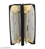 Black PU leather glittering hand wallet for women, vintage looks, 2 compartments