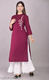Rayon Women's Kurta Sharara Set, stylish three-quarter sleeve embroidered set in solid net color, perfect for casual or formal events, Indian origin