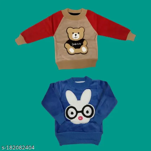 Velvet sweatshirts for baby girls and boys, soft and smooth with fancy designs in a 2-piece pack, comfortable fit in regular sizes