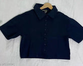 Solid plane button short sleeve t-shirt in free size, perfect for casual summer looks from Rawat fashion