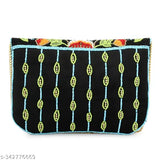 Designer velvet embellished beaded free-size clutch, 2 compartments, India origin