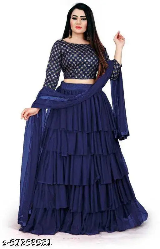 Silk blend Banita refined women's lehenga set with lace dupatta, free size
