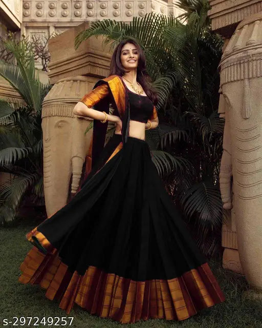 Art silk lehenga choli and jacquard half saree, NarayanPet Pattu semi-stitched Indian wedding attire