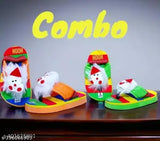 Kids' waterproof EVA chappals, lightweight soft flip flops, printed net design, combo of 2 for infants (3-18 months)