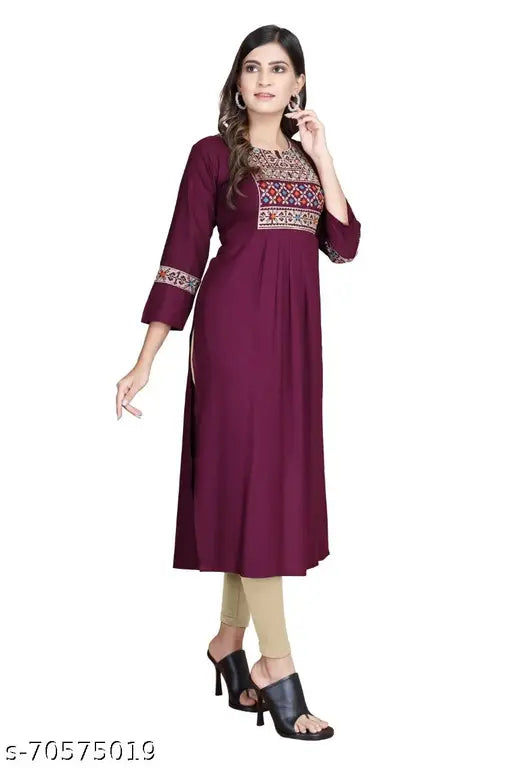 Rayon Nayra cut kurti for stylish women, solid combo, hand-wash only, office or casual wear