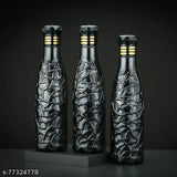 Zig-zag pattern plastic water bottles, 1000ml capacity for fridge, home office, gym, or school. Pack of 6