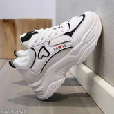 EVA sole striped synthetic leather lace-up sports shoes for women, one pair in various sizes, Indian origin