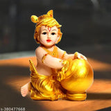Resin Krishna statue, 6" x 5.5" x 5.5", ideal for pooja gift or home decoration. Hindu deity idol, Radha Krishna figurine, spiritual artifact. Handcrafted, Bhagavad Gita inspired design. Country of Origin: India