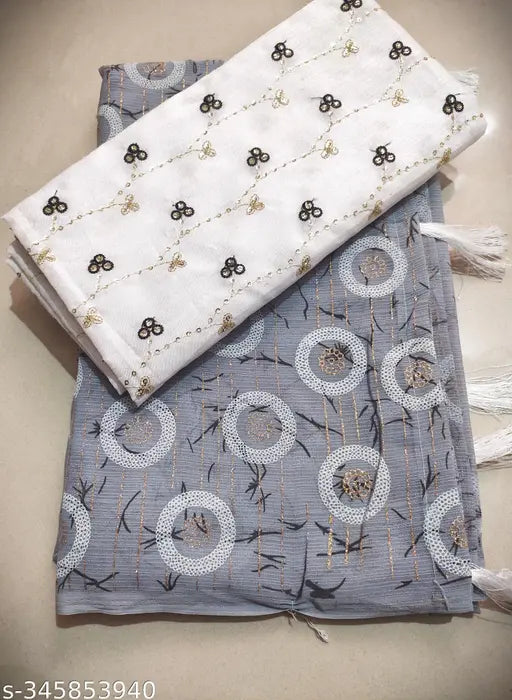 Diwali Special New Edition Georgette saree with printed net, fancy blouse in cotton slub. Traditional Indian party wear for festivals and weddings
