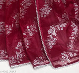 Embroidered net saree with separate satin silk blouse, trending chiffon party wear, India origin