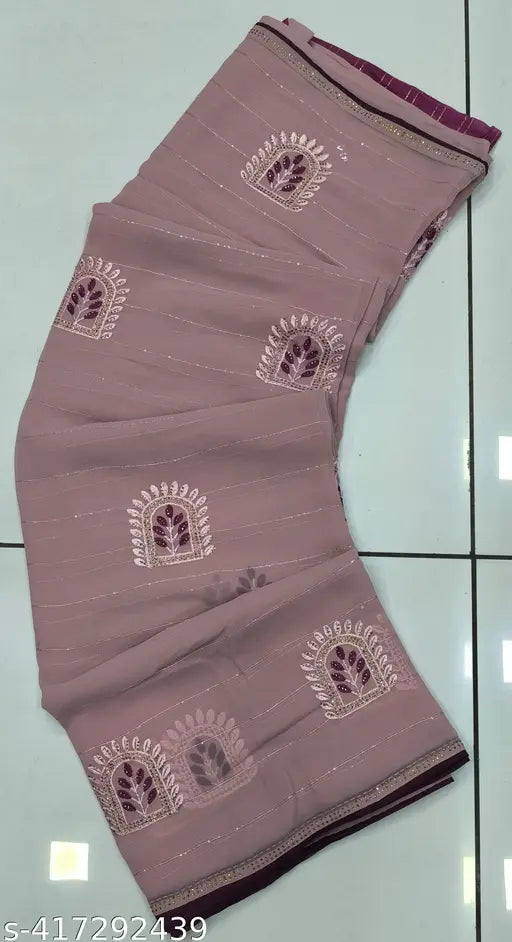 Indian Georgette saree with embroidered net blouse, single fancy wear design, free size (5.5m/0.8m), BADHAN4 party wear
