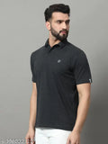 Cotton blend solid polo t-shirt for men, short sleeves, XXL size (46in chest, 29in length) - Renuovo Men's casual wear from India