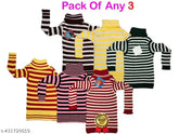 Wool striped high neck sweaters (pack of 3) for kids winters, keeping boys and girls stylish and warm