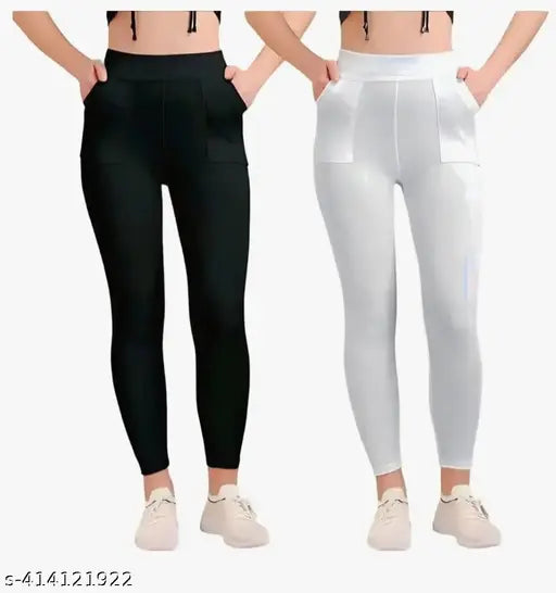 Heavy-weight cotton blend women's jeggings by Alone, solid pattern, available in S, M, L, XL, XXL, and free size