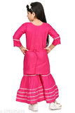 Embroidered Rayon A-line Sharara Kurtas for girls (0-12 years), comfortable cotton fabric, India origin