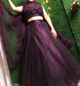 New pink acrylic-net flared Bollywood designer lehenga choli with embellished blouse and ruffled dupatta, free size for women's partywear