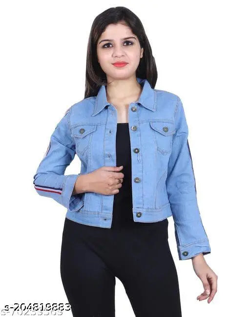 Light denim jacket collection, vibrant colors for girls' winter wear. Zooni Collection in S, M, L, XL sizes." (107 characters)