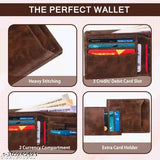 Leather men's wallet in violet, features 5 compartments and additional sleeves for photos & cards. Durable and lightweight, perfect for everyday use or gifting