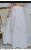 White rayon long skirt by SHREE LILADHAR FASHION, attractive and stylish, fits sizes 26-Free