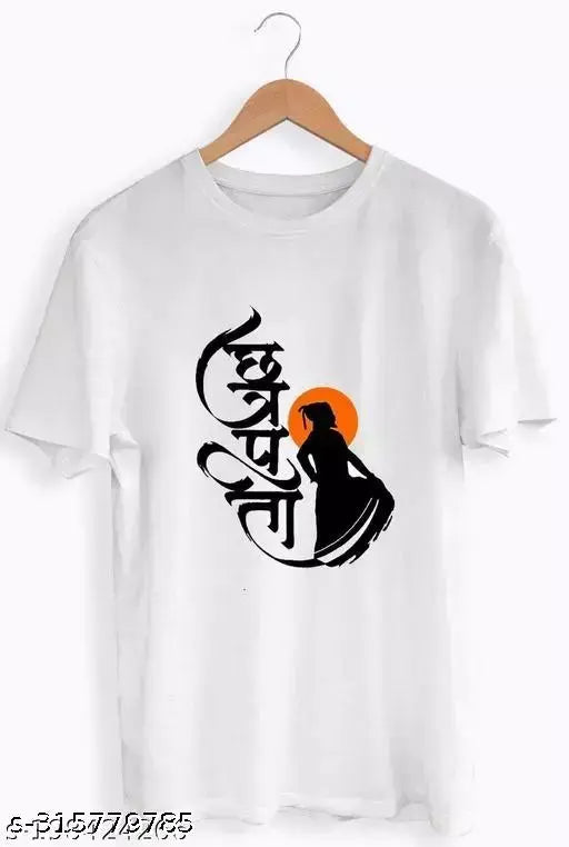Striped polyester Chhatrapati Shivaji Maharaj T-shirt with eye-catching quirky print, Indian origin