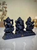 Black poly resin Lakshmi Ganesh Saraswati idol - Indian home decor and gifting item